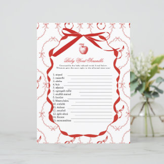 Red Apple Baby Shower Game