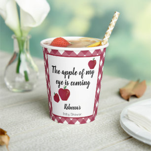 Red apple baby shower paper cups