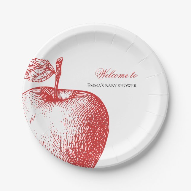 Red Apple Baby Shower Plates (Front)