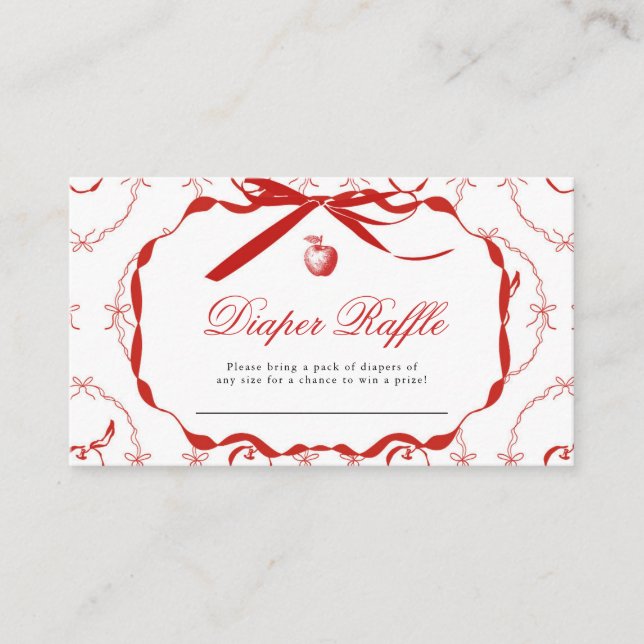 Red Apple Baby Shower Raffle Card (Front)