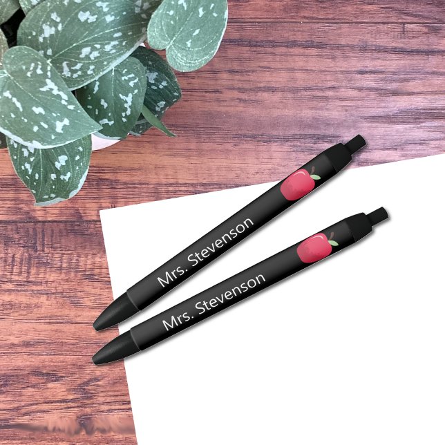 Red Apple Black Ink Teacher Pen (Red apple black ink personalized teacher pens . )