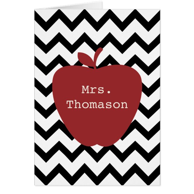 Red Apple Black & White Chevron Teacher (Front)