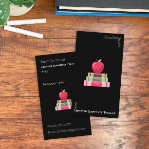 Red Apple Books Tutor Vertical Black Business Card