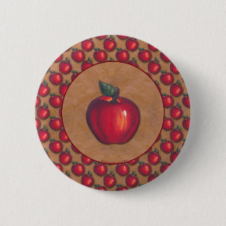 Red Apple Brown 6 Cm Round Badge