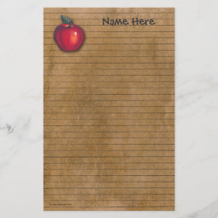 Red Apple Brown Stationery