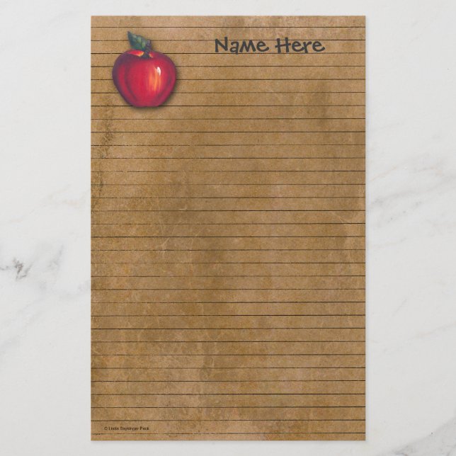 Red Apple Brown Stationery (Front)