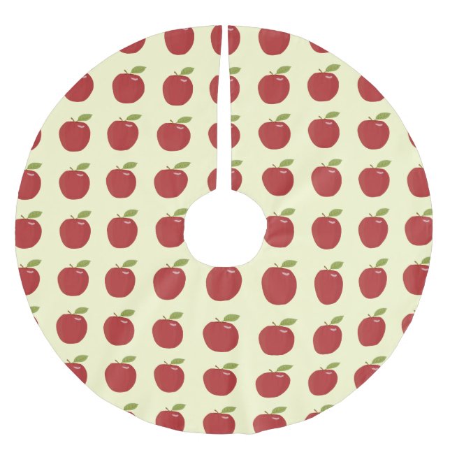 red apple brushed polyester tree skirt (Front)