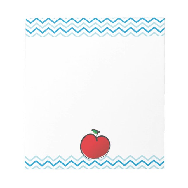Red apple Chevron Pattern Personalised Monogram Notepad (Front)