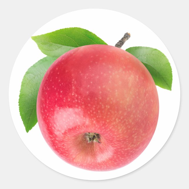 Red apple classic round sticker (Front)
