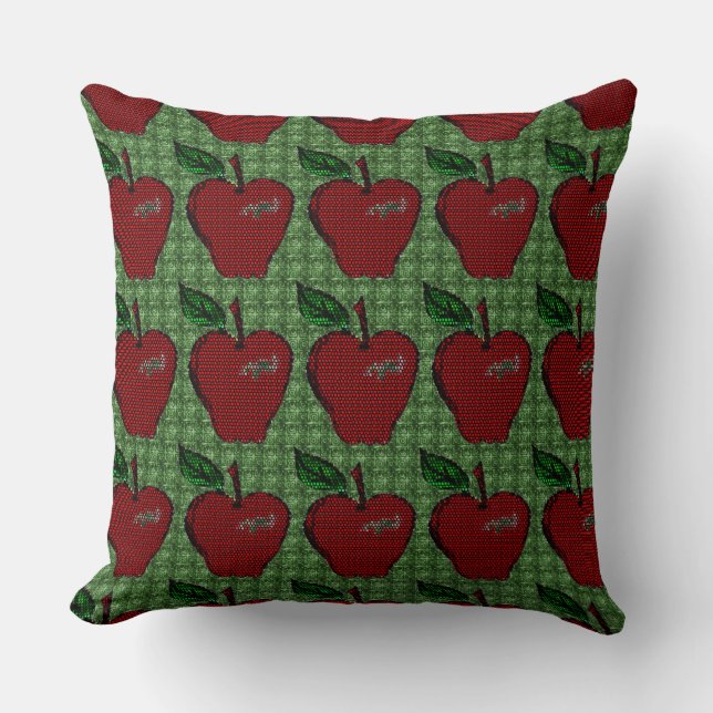 Red Apple/Country Mint Throw Pillow-Design 2 Cushion (Front)