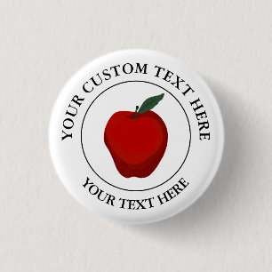 Red Apple Custom Text Logo Icon 3 Cm Round Badge