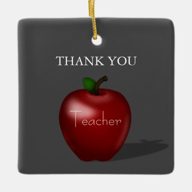Red Apple for Teacher Personalised School Year Ceramic Ornament (Front)
