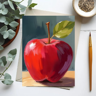 Red Apple Fruit Oil Painting Postcard