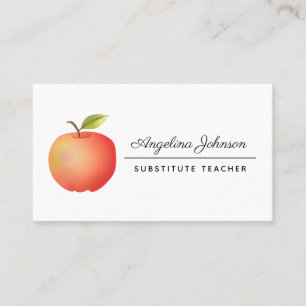 Red Apple Fruit Teacher Professional Business Card