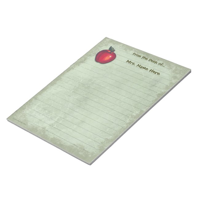 Red Apple Green Lined Notepad (Angled)
