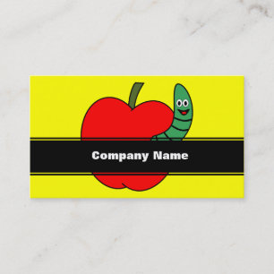 Red Apple Green Worm Business Card