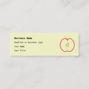 Red Apple Half, on cream background. Mini Business Card