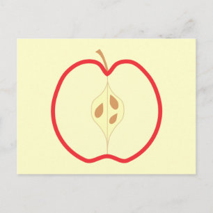 Red Apple Half, on cream background. Postcard