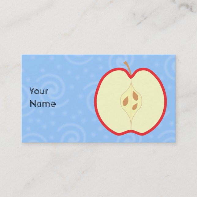 Red Apple Half. Swirl Pattern Background. Business Card (Front)