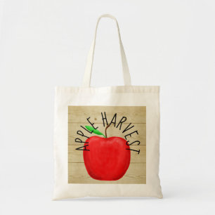 Red Apple Harvest Wooden Sign Tote Bag