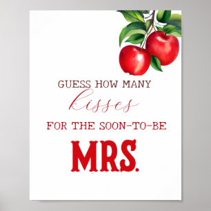 Red Apple how many kisses bridal shower game Poster