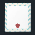 Red Apple Light Blue Chevron Teacher Notepad<br><div class="desc">A teacher gift featuring an illustration of a red apple over a light blue chevron background.</div>