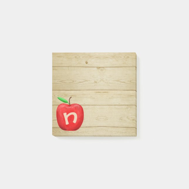 Red Apple Monogram Post-it Notes (Front)