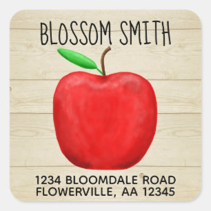 Red Apple Name & Address Sticker
