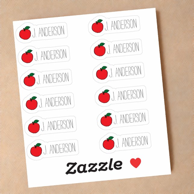 Red Apple Name Stickers for Teachers - Set of 12 (A dozen name labels for teachers  🍎❤️)