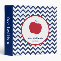 Red Apple & Navy Chevron Teacher Binder