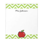 Red apple notepad for teacher | Personalised name