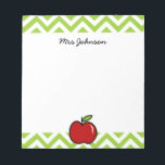 Red apple notepad for teacher | Personalised name<br><div class="desc">Red apple notepad for teacher | Personalised name. Teaching gifts. Vector chevron pattern. Zig Zag design.</div>