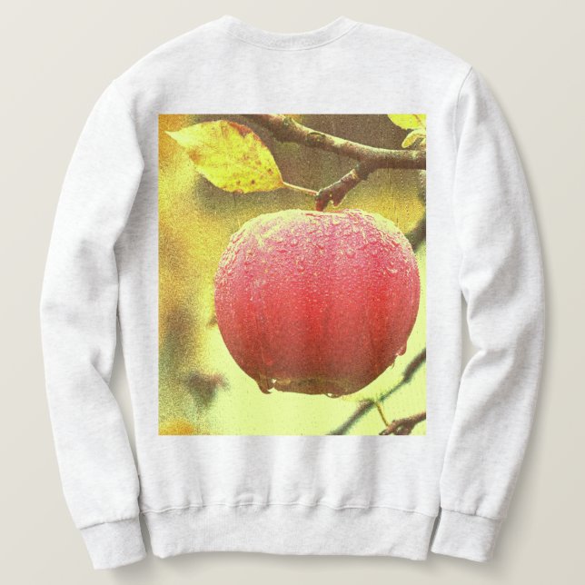 "Red Apple on Tree" Cute Photo. Buy Now Sweatshirt (Design Back)