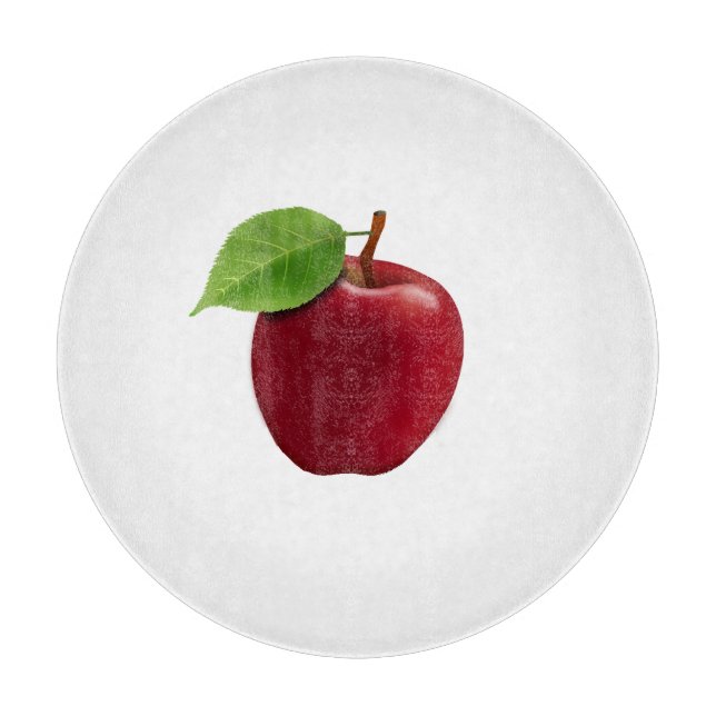 Red Apple on White Cutting Board (Front)