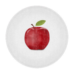 Red Apple on White Cutting Board
