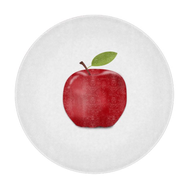 Red Apple on White Cutting Board (Front)