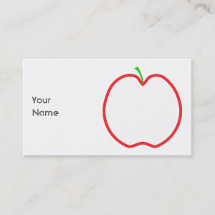 Red Apple Outline. White centre, Green stem. Business Card