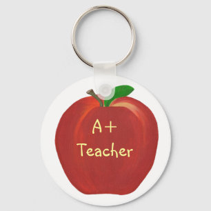 Red Apple Painting, A+ Teacher keychains