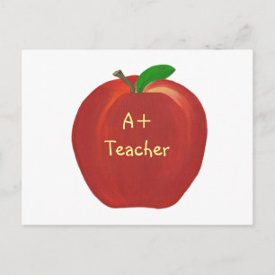 Red Apple Painting, A+ Teacher postcards
