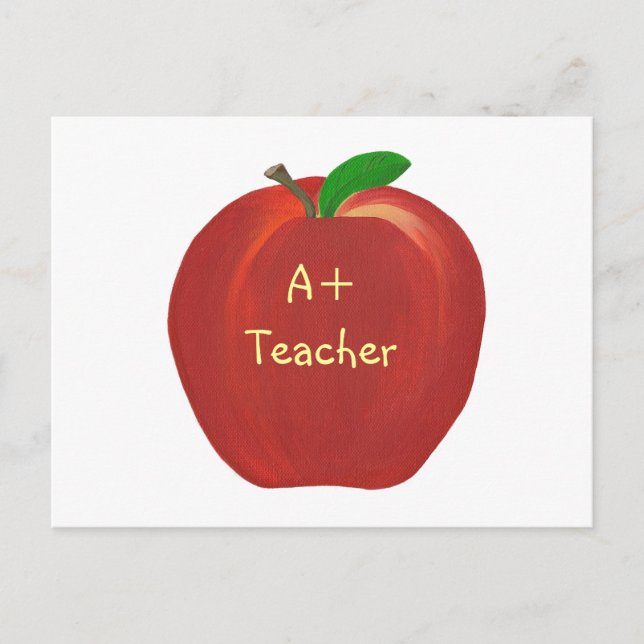 Red Apple Painting, A+ Teacher postcards (Front)