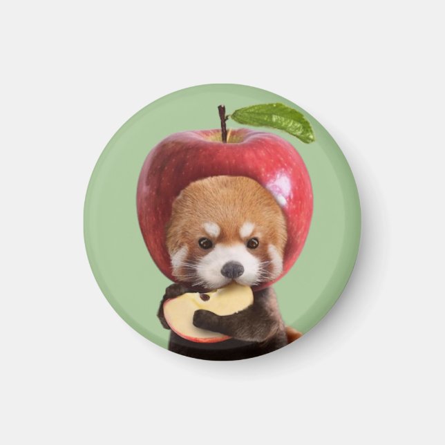 Red Apple Panda Magnet (Front)