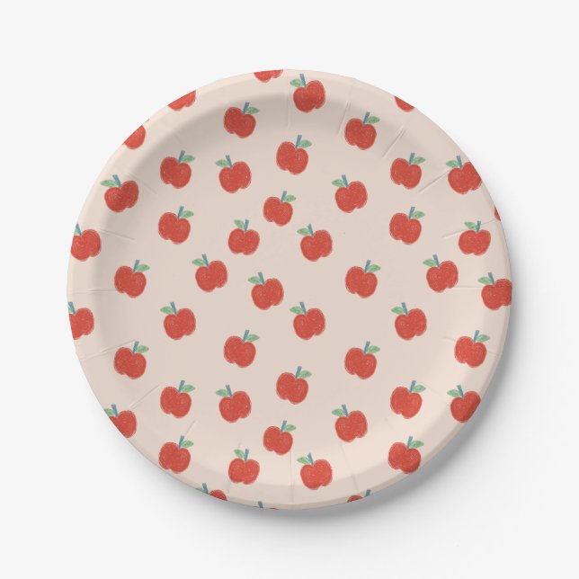 Red Apple  Paper Plate (Front)