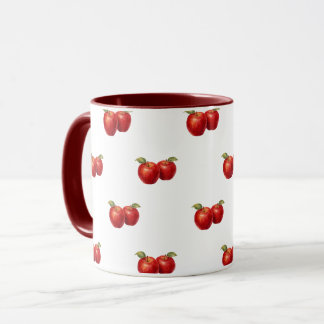 Red Apple Pattern Coffee Mug | Farmhouse Fruit Mug