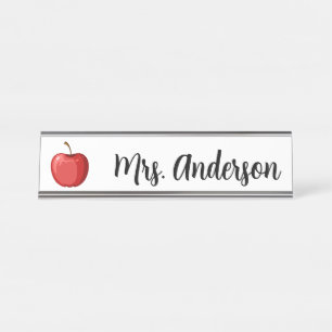Red Apple Personalised Teacher Name Plate  