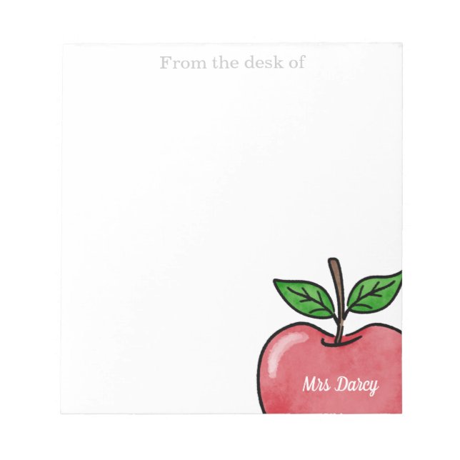 Red Apple Personalised Teacher Notepads (Front)
