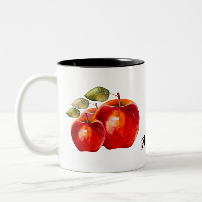 Red Apple Personalised Two-Tone Coffee Mug (Left)