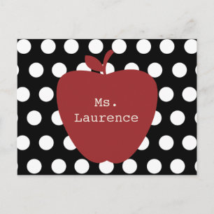 Red Apple & Polka Dot Teacher Postcard