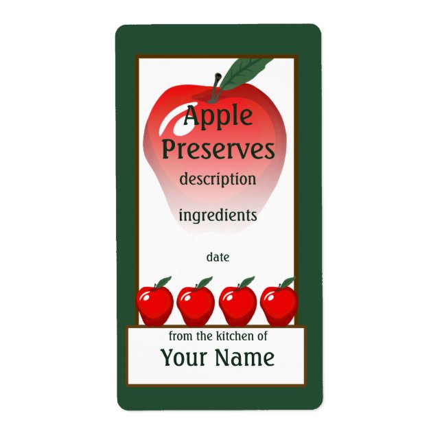 Red Apple Preserves Label (Front)
