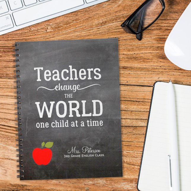 Red apple quote and your text chalkboard teacher spiral notebook (Creator Uploaded)