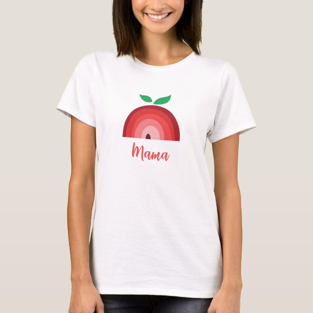 Red Apple Rainbow, Mama T-Shirt (Front)